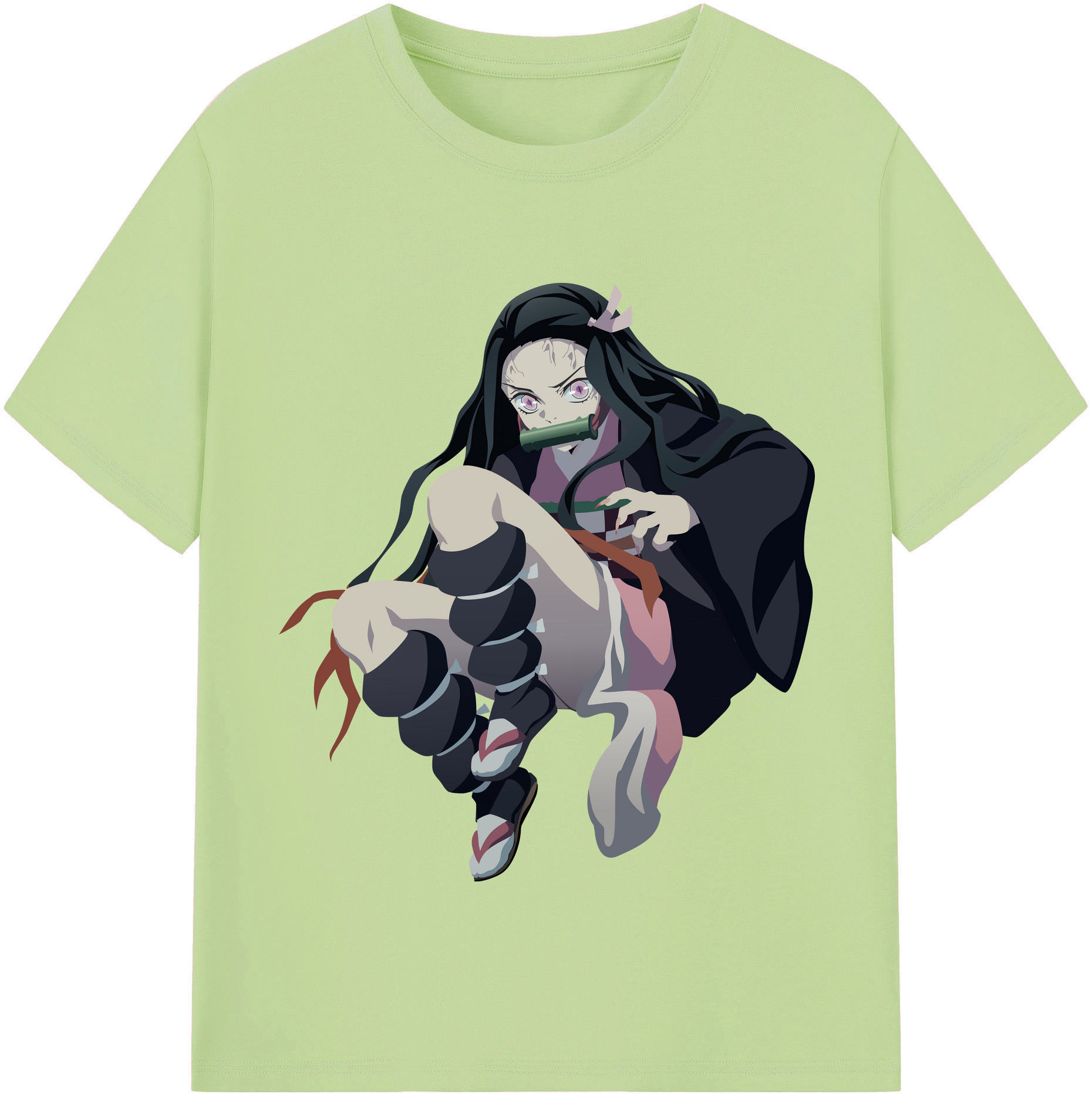 （画像用） 鬼滅の刃（きめつのやいば）竈門 禰󠄀豆子／かまど ねずこ Kamado Nezuko 綿100％半袖Tシャツ（フロントプリント）